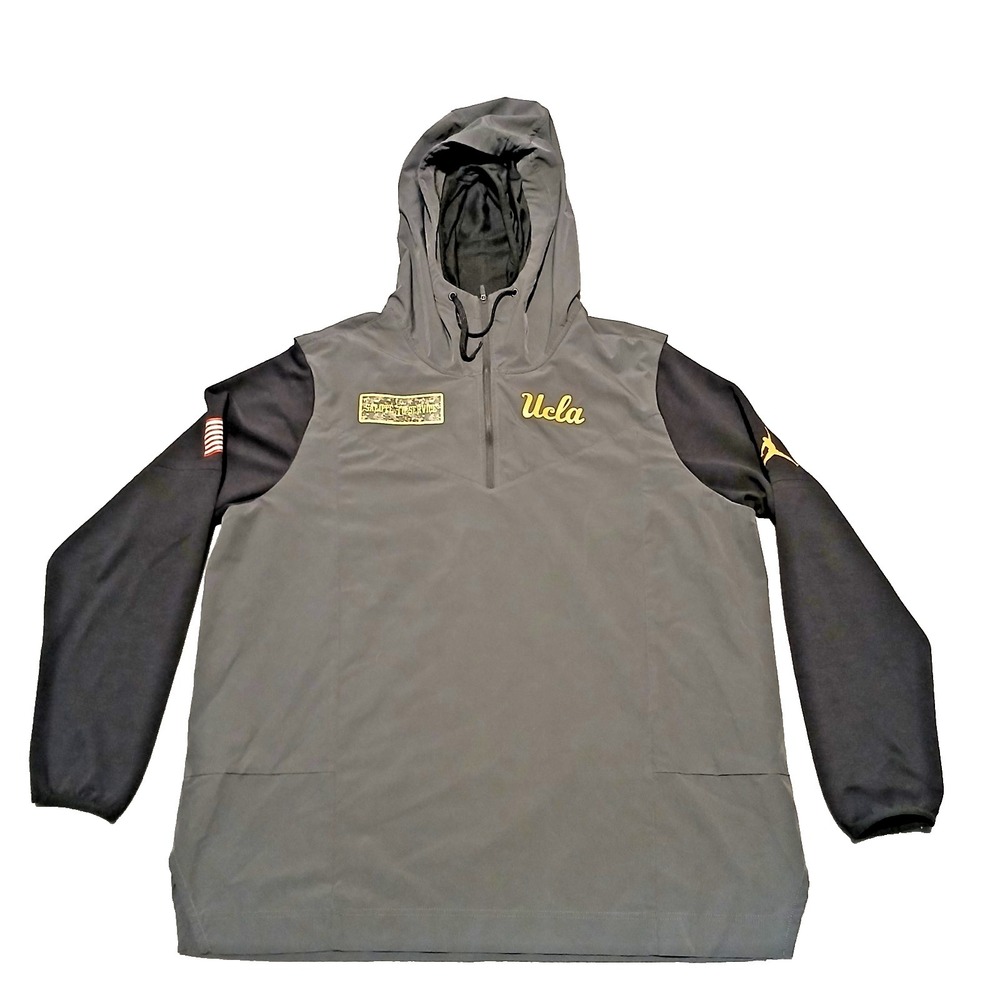 Nike Air Jordan UCLA NCAA Bruins Mens‎ Hooded Half Zip Windbreak Gray Black XL